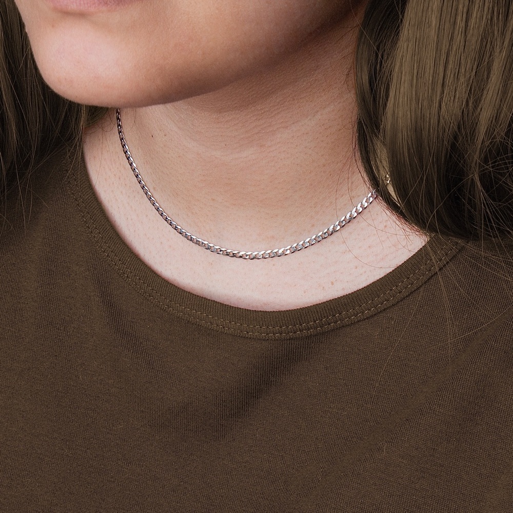Flat Curb Necklace | Sterling Silver 925 Necklace